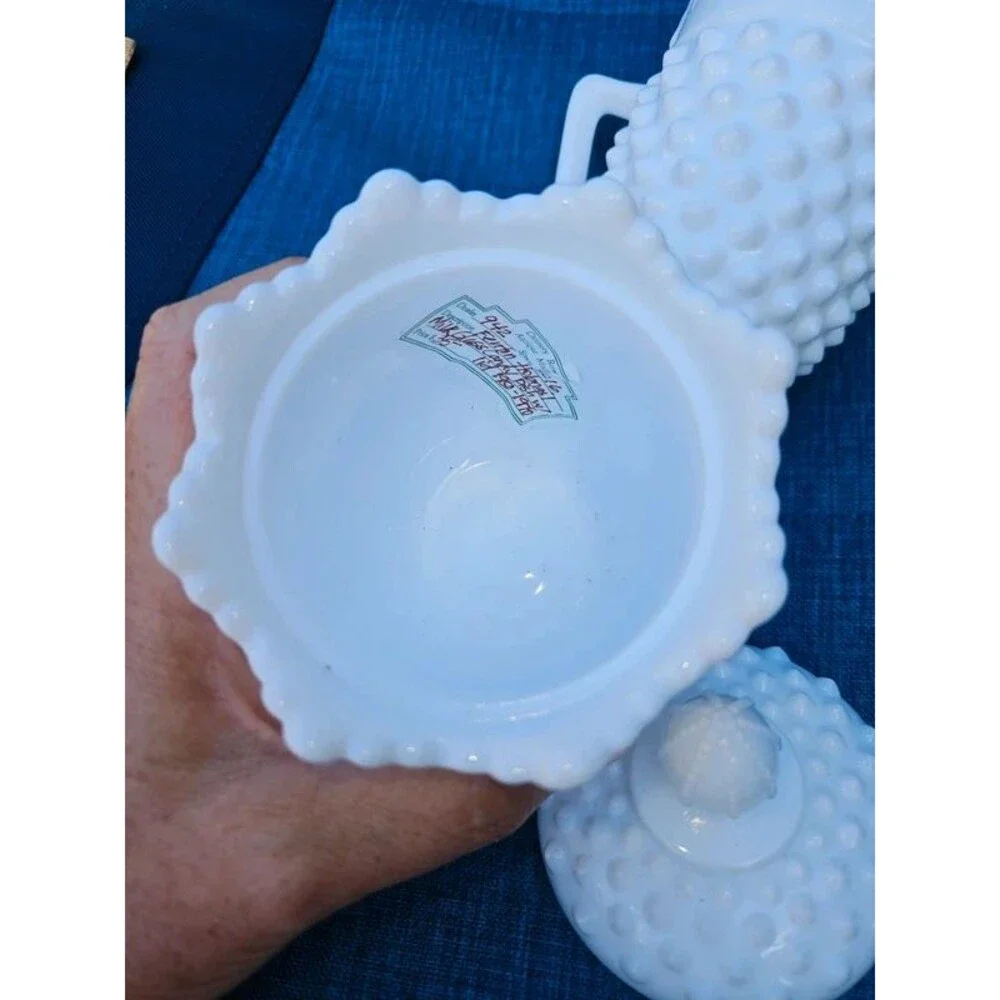 Milkglass Fenton Hobnail Sugar and Creamer set